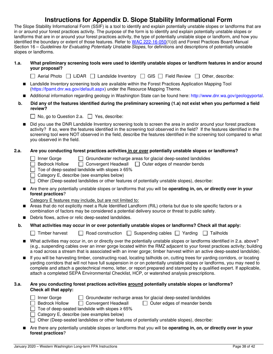 Instructions for Long-Term Forest Practices Application Instructions - Western Washington - Washington, Page 38