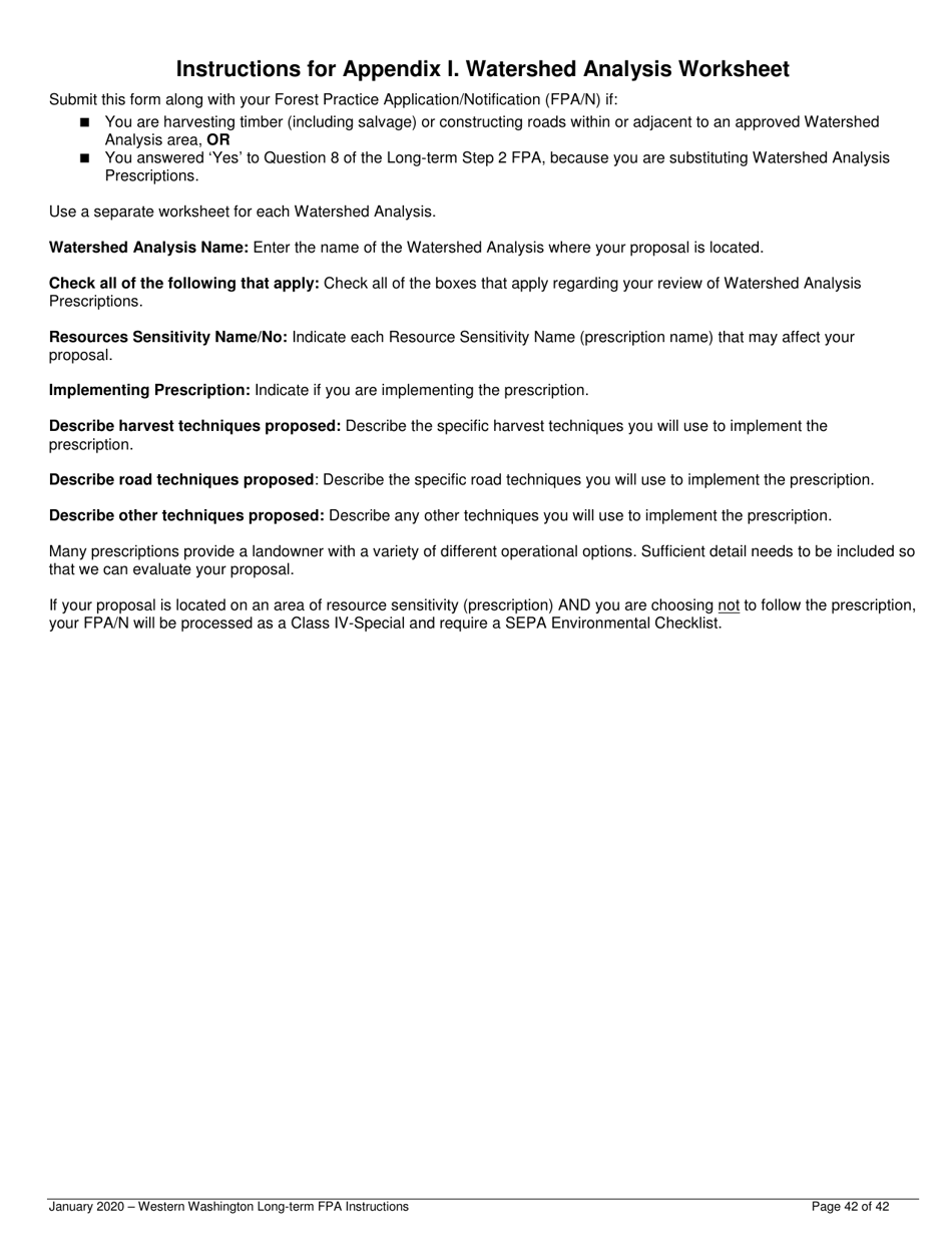 Instructions for Long-Term Forest Practices Application Instructions - Western Washington - Washington, Page 42