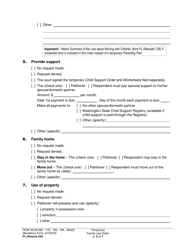 Form FL Divorce224 Temporary Family Law Order - Washington, Page 3
