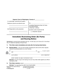 Form FL Parentage322 Immediate Restraining Order (Ex Parte) and Hearing Notice - Washington