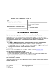 Document preview: Form FL Parentage383 Sexual Assault Allegation - Washington