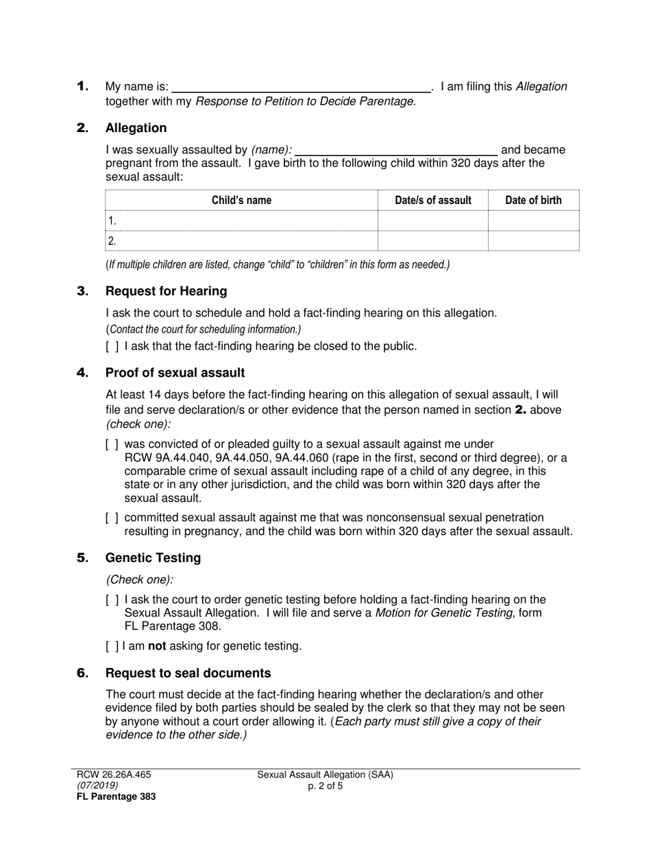 Form FL Parentage383 - Fill Out, Sign Online and Download Printable PDF ...