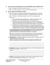Form FL Relocate721 Objection About Moving With Children and Petition About Changing a Parenting/Custody Order (Relocation) - Washington, Page 2