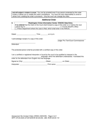 Form WPF CR84.0430 Harassment No-Contact Order - Washington, Page 2