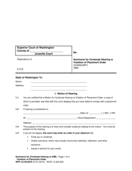 Document preview: Form WPF JU05.0970 Summons for Contempt Hearing Re Violation of Placement Order - Washington