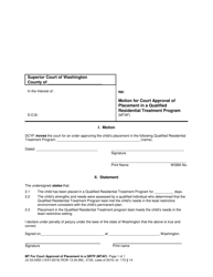 Document preview: Form JU03.0450 Motion for Court Approval of Placement in a Qualified Residential Treatment Program (Mtaf) - Washington