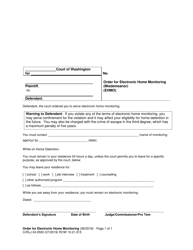 Document preview: Form CrRLJ04.0500 Order for Electronic Home Monitoring (Misdemeanor) (Ehmo) - Washington