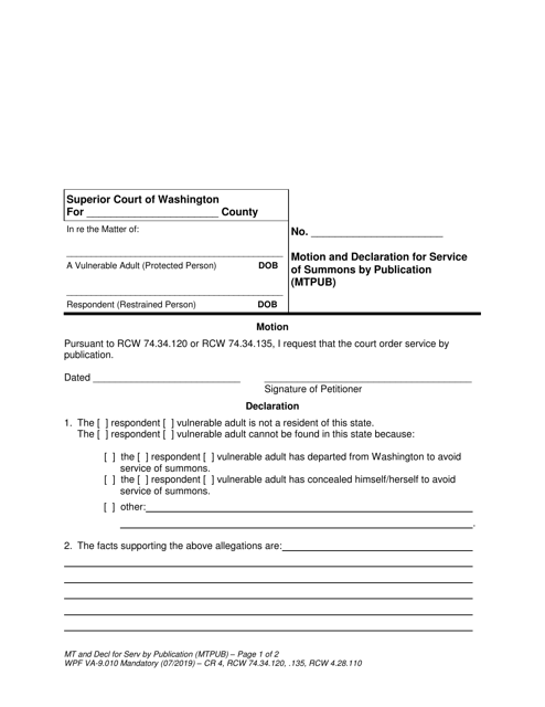 Form WPF VA-9.010  Printable Pdf