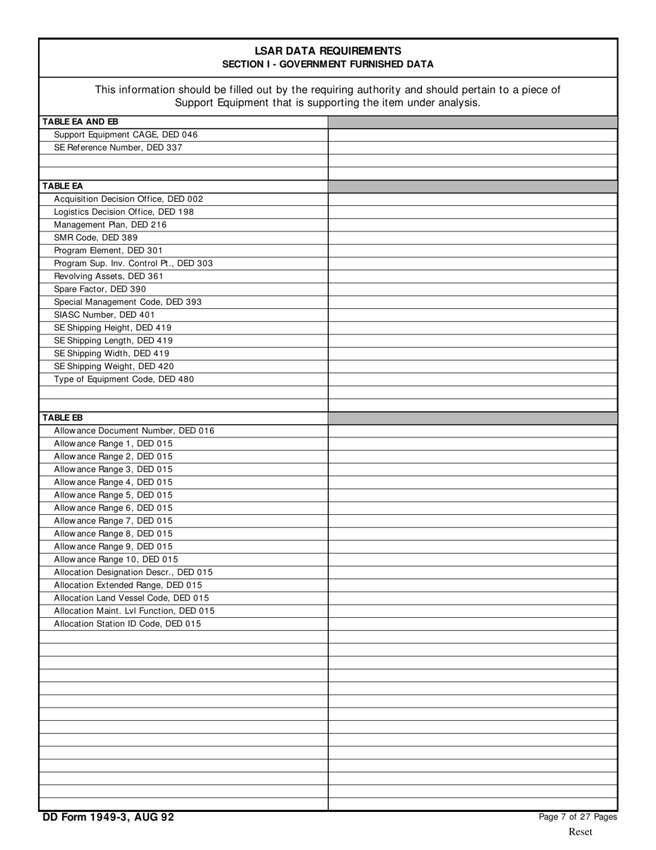 DD Form 1949-3 Section I - Fill Out, Sign Online and Download Fillable ...