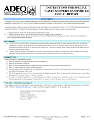 Form SWU SPW-S/TI Special Waste Shipper/Transporter Annual Report - Arizona