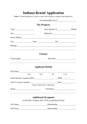 Rental Application Form - Indiana