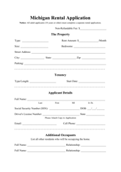 Rental Application Form - Michigan