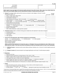 Form FL-150 Income and Expense Declaration - California, Page 2