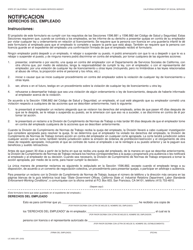 Document preview: Formulario LIC9052 (SP) Notificacion Derechos Del Empleado - California (Spanish)