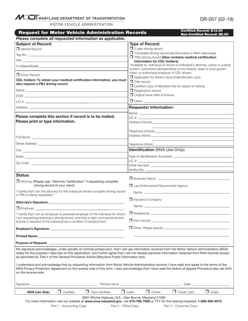 Form DR-057  Printable Pdf