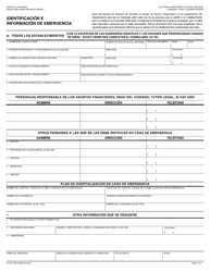 Document preview: Formulario LIC601 (SP) Identificaci "n E Informaci "n De Emergencia - California (Spanish)