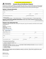 Document preview: Form FIR-652-012 Firearms Record Certification Request - Washington