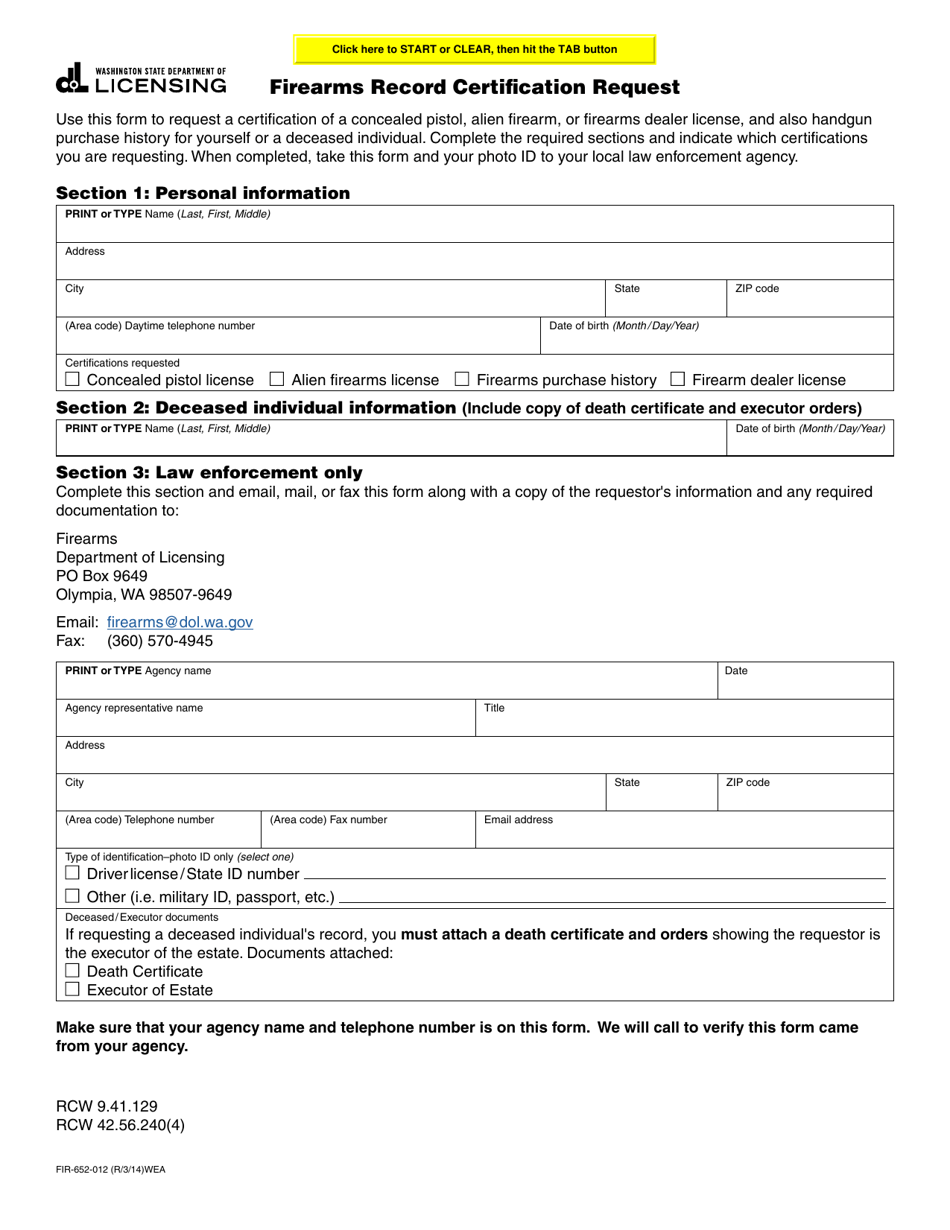 Form FIR-652-012 Download Printable PDF or Fill Online Firearms Record Sns-Brigh10