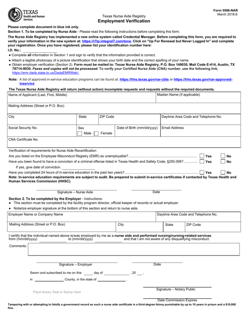 Verification of employment form texas