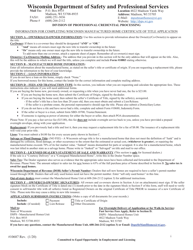 Form 10687 Manufactured Home Certificate of Title Application - Wisconsin