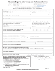 Form 10687 Manufactured Home Certificate of Title Application - Wisconsin, Page 2