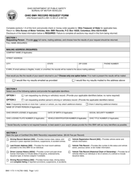 Form BMV1173 &quot;Ohio Bmv Record Request Form&quot; - Ohio