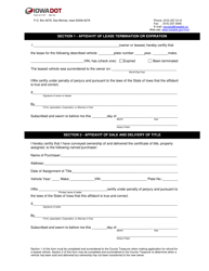 Document preview: Form 411107 Affidavit of Lease Termination and Expiration and Affidavit of Sale of Vehicle and Delivery of Title - Iowa