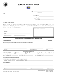 Form CF-ES2623 &quot;School Verification&quot; - Florida
