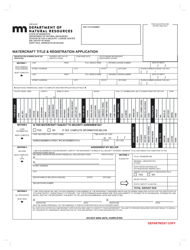 Form LB014-05 &quot;Watercraft Title &amp; Registration Application&quot; - Minnesota