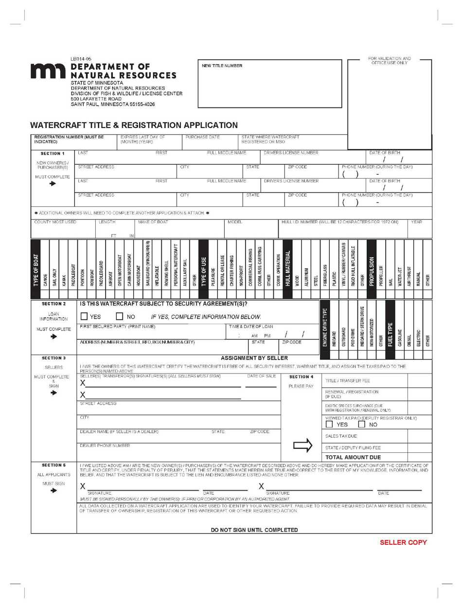 Form LB014-05 Watercraft Title  Registration Application - Minnesota, Page 3