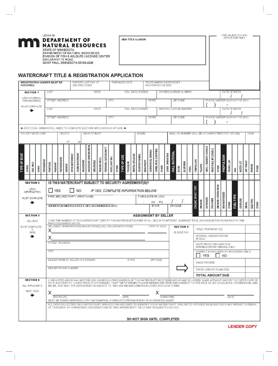 Form LB014-05 Watercraft Title  Registration Application - Minnesota, Page 4
