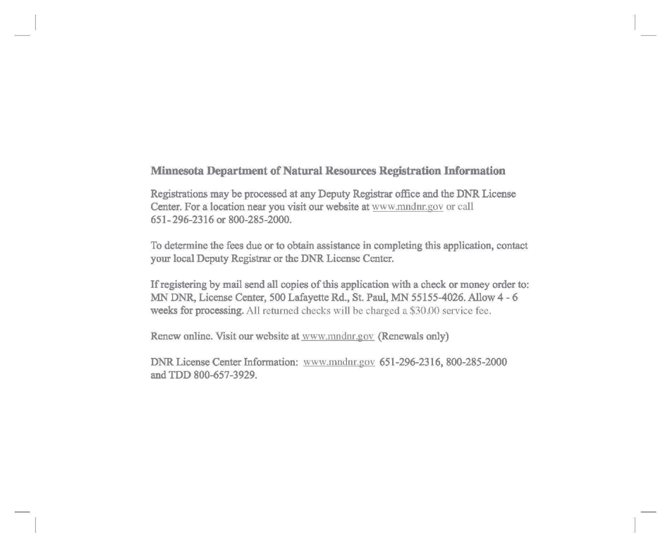 Form LB-001-05 DNR Universal Registration Form - Minnesota, Page 2