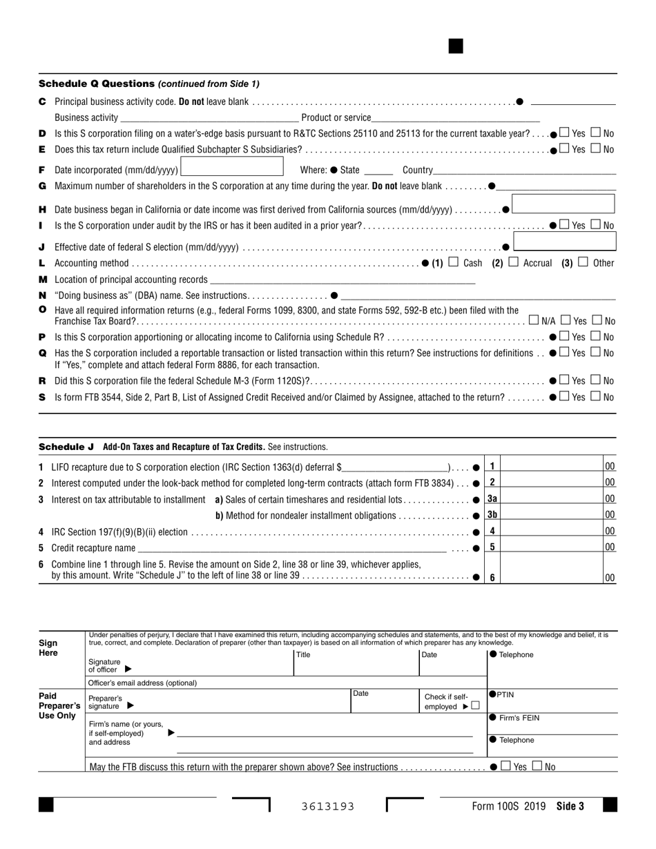 Form 100S Download Fillable PDF or Fill Online California S Corporation ...