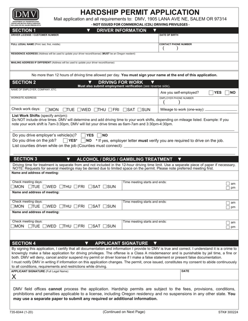 Form 735-6044  Printable Pdf