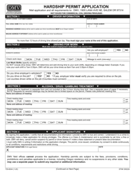 Form 735-6044 Hardship Permit Application - Oregon