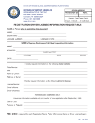Document preview: Registration/Driver License Information Request (Rli) - Rhode Island