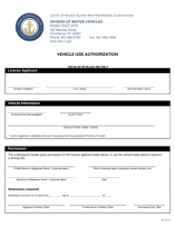 Document preview: Vehicle Use Authorization - Rhode Island
