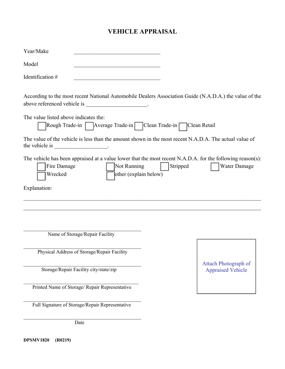 Form DPSMV1820 - Fill Out, Sign Online and Download Fillable PDF ...