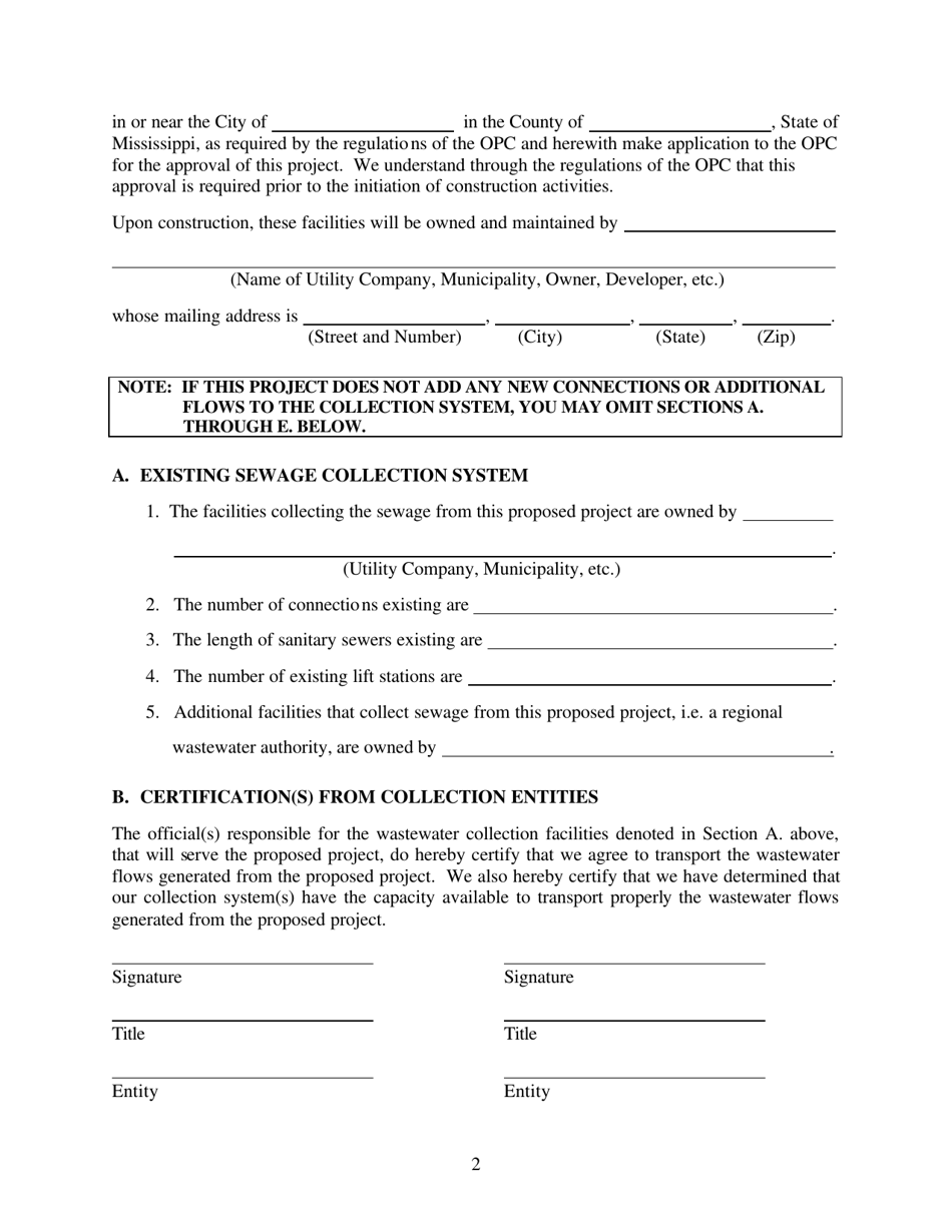 Information Regarding Proposed Wastewater Projects to: the Mississippi Office of Pollution Control - Mississippi, Page 2