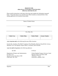 Request for Arkansas Cattlemen&#039;s Foundation Special License Plate - Arkansas