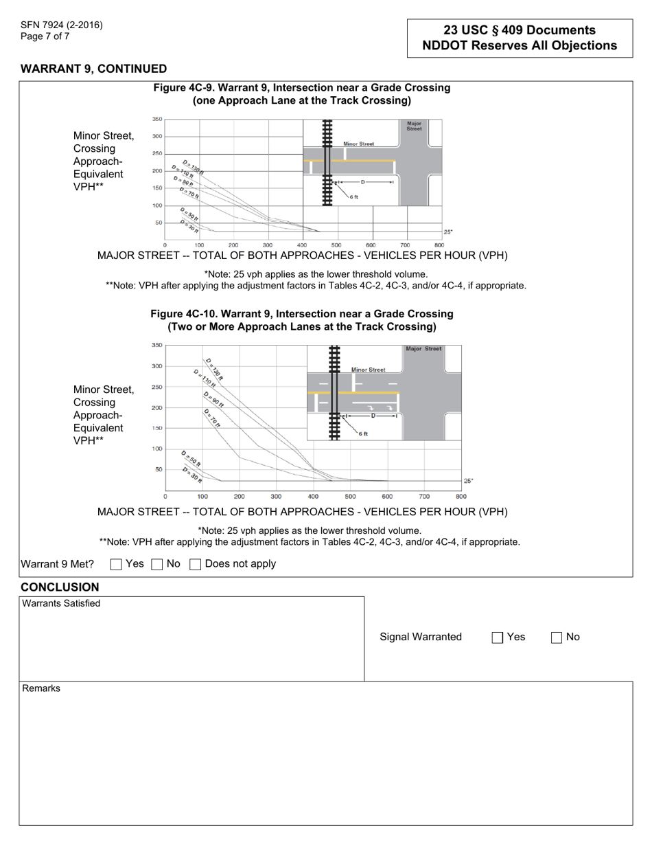 Form SFN7924 Traffic Control Study - Warrants for Traffic Signals - North Dakota, Page 7
