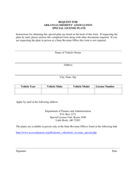 Request for Arkansas Sheriffs&#039; Association Special License Plate - Arkansas