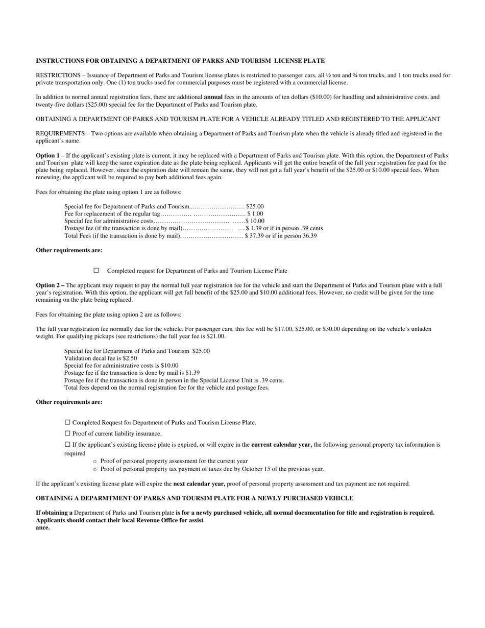 Request for Department of Parks and Tourism License Plate - Arkansas, Page 2