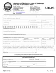 Form UIC-23 &quot;Request to Transport E&amp;p Waste to Commercial Facilities or Transfer Stations&quot; - Louisiana