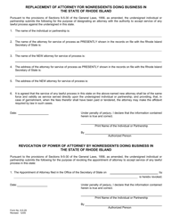 Form 9-5-29 Appointment of Attorney by Nonresidents Doing Business in the State of Rhode Island - Rhode Island, Page 2