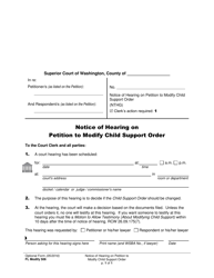 Document preview: Form FL Modify506 Notice of Hearing on Petition to Modify Child Support Order - Washington