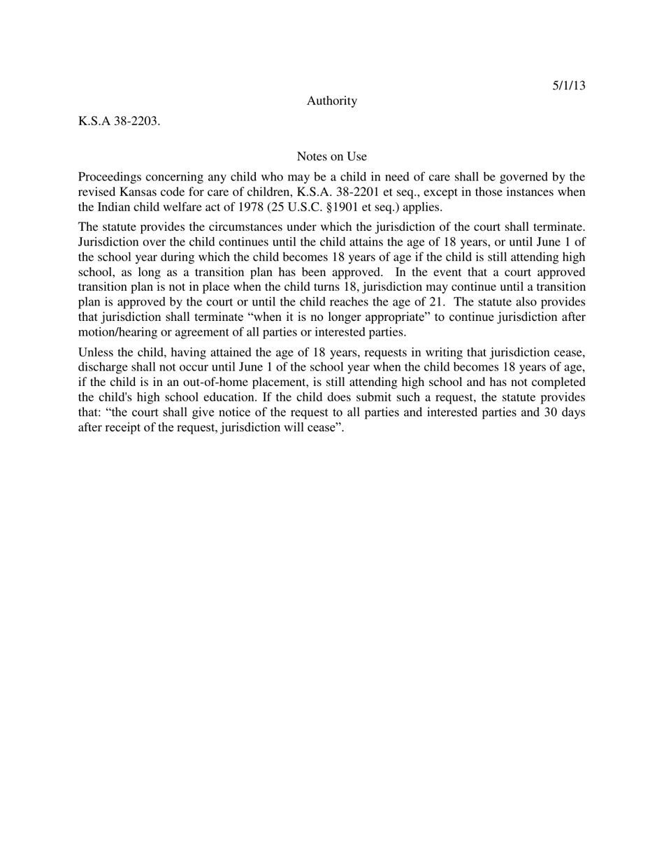 Form 175 Order Terminating Jurisdiction - Cinc - Kansas, Page 2