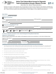 Form DT-1 &quot;Notice That Claimant Must Arrange for Diagnostic Tests &amp; Examinations Through a Network Provider&quot; - New York