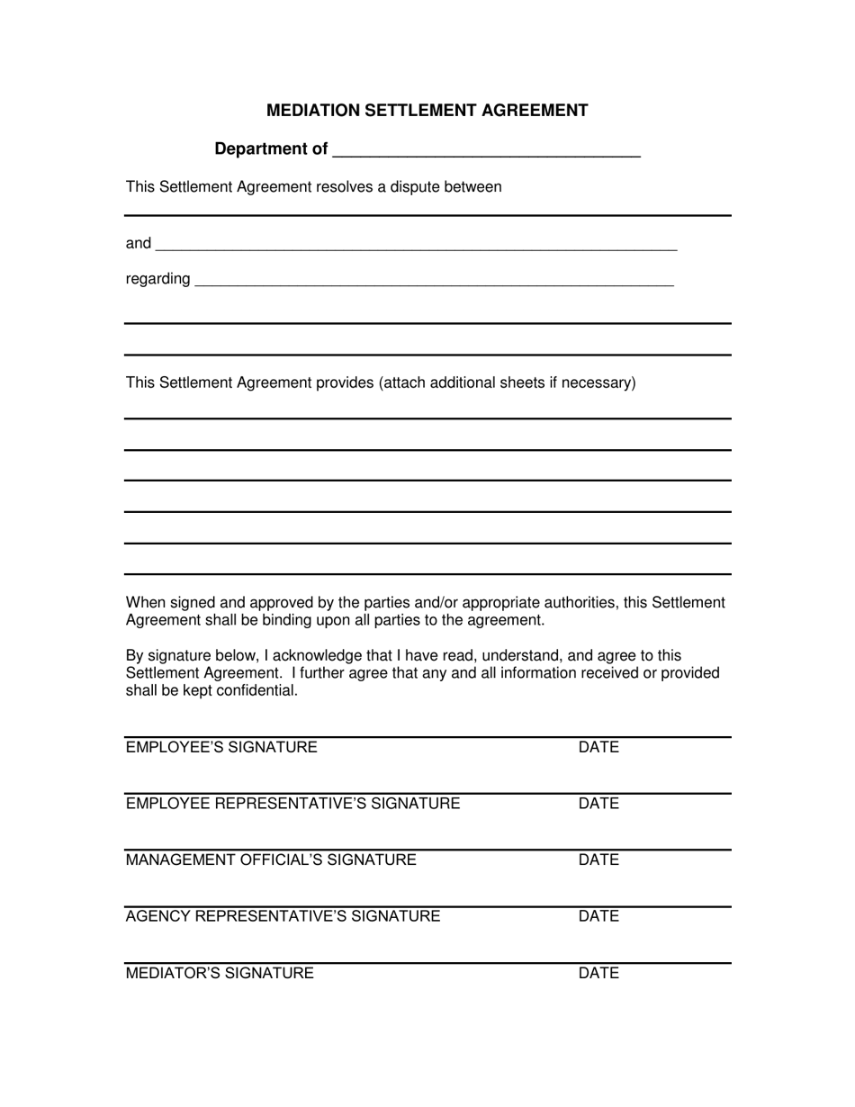 Arkansas Mediation Settlement Agreement Fill Out, Sign Online and