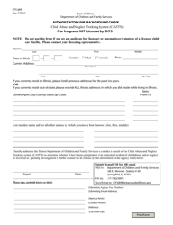 Form CFS689 &quot;Authorization for Background Check&quot; - Illinois
